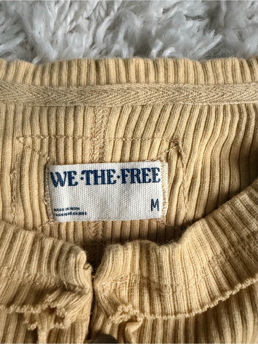 Free People We The Free Ribbed Button Front Henley Top Medium Golden Wheat - Picture 3 of 5